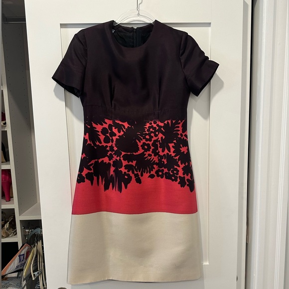 ***SOLD*** Prada Silk Colorblock Floral Dress - Picture 1 of 7